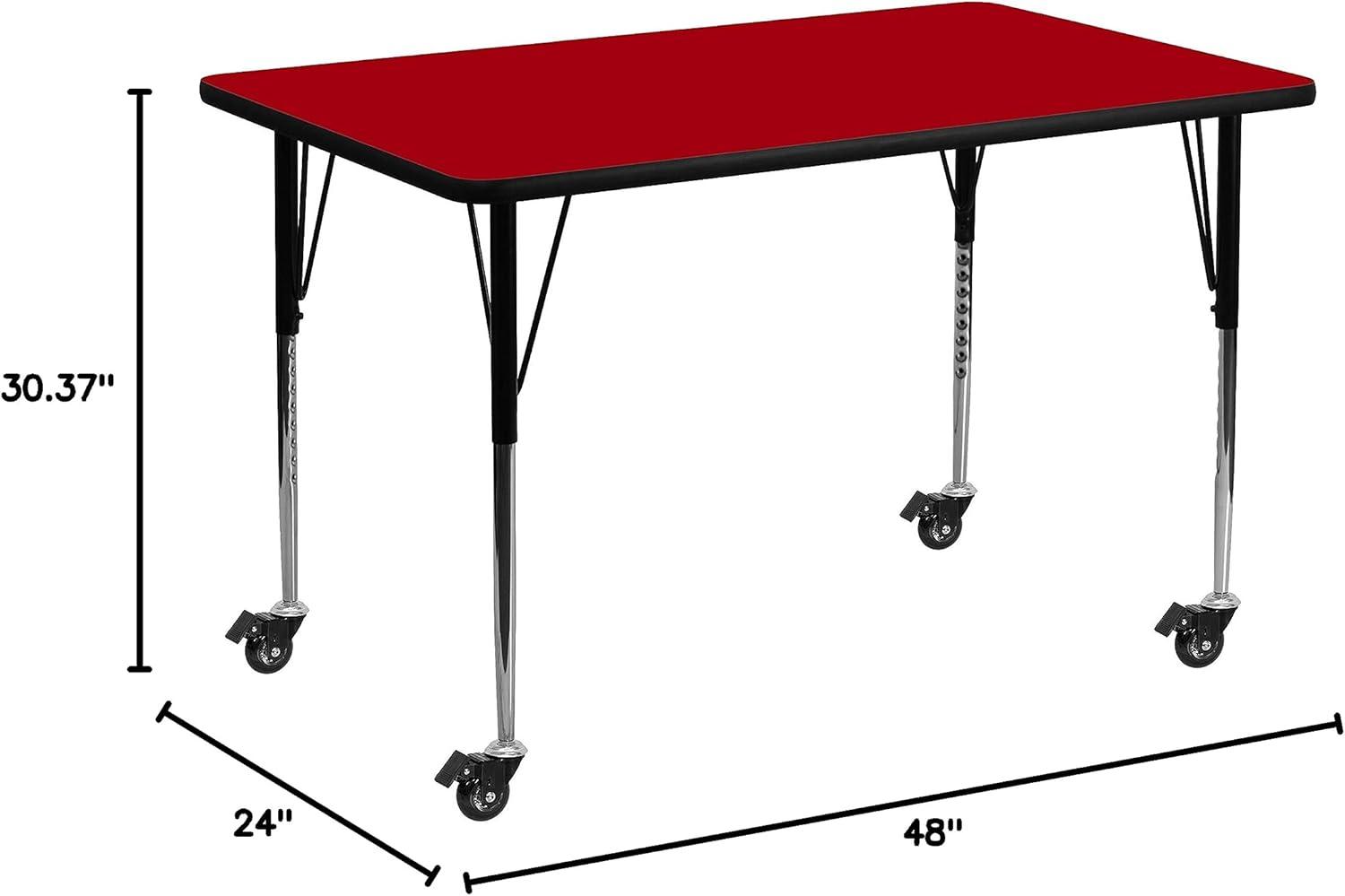 image:imageFlash Furniture Mobile 24W x 48L Rectangular Red Thermal Laminate Activity Table Standard Height Adjustable LegsRed