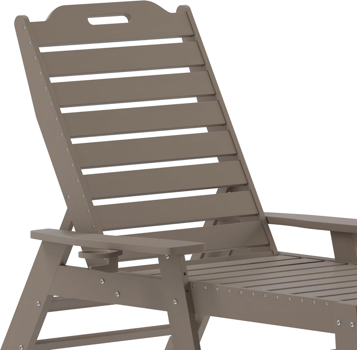 image:imageFlash Furniture Monterey Commercial 3Piece IndoorOutdoor Adirondack Set 2 Adjustable HDPE Loungers with Cup Holders 2Tier Side Table AllWeather Use Brown