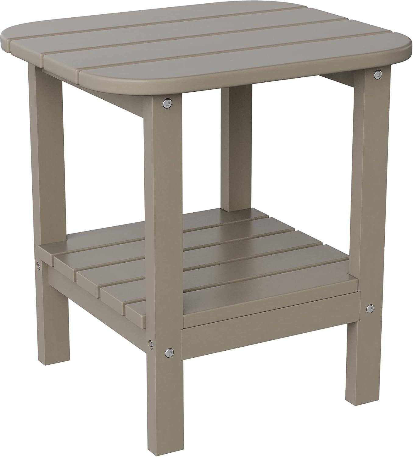 image:imageFlash Furniture Monterey Commercial 3Piece IndoorOutdoor Adirondack Set 2 Adjustable HDPE Loungers with Cup Holders 2Tier Side Table AllWeather Use Brown