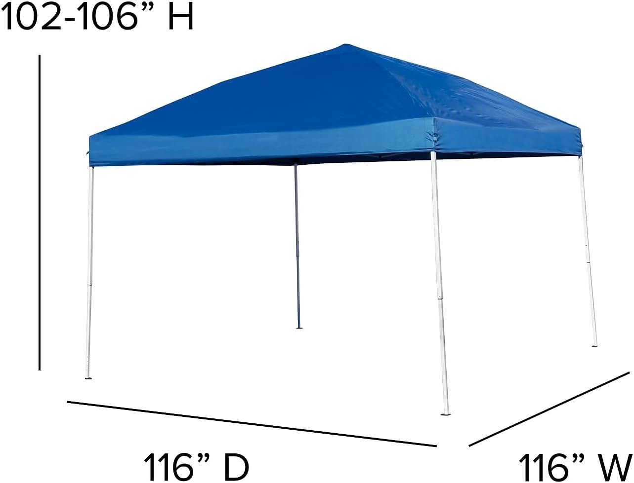 image:imageFlash Furniture Otis 8x8 Blue Pop Up Event Canopy Tent with Carry Bag and 6Foot BiFold Folding Table with Carrying Handle Tailgate Tent SetBlue
