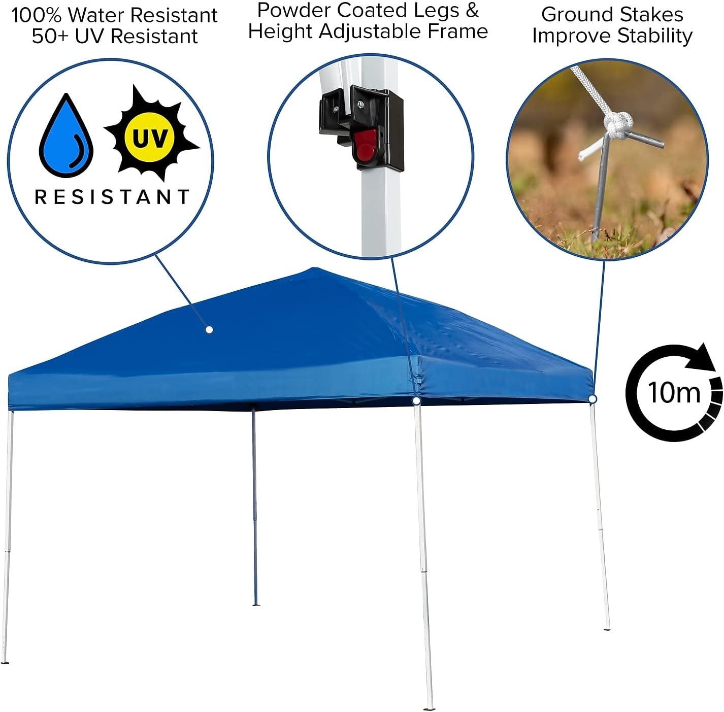 image:imageFlash Furniture Otis 8x8 Blue Pop Up Event Canopy Tent with Carry Bag and 6Foot BiFold Folding Table with Carrying Handle Tailgate Tent SetBlue