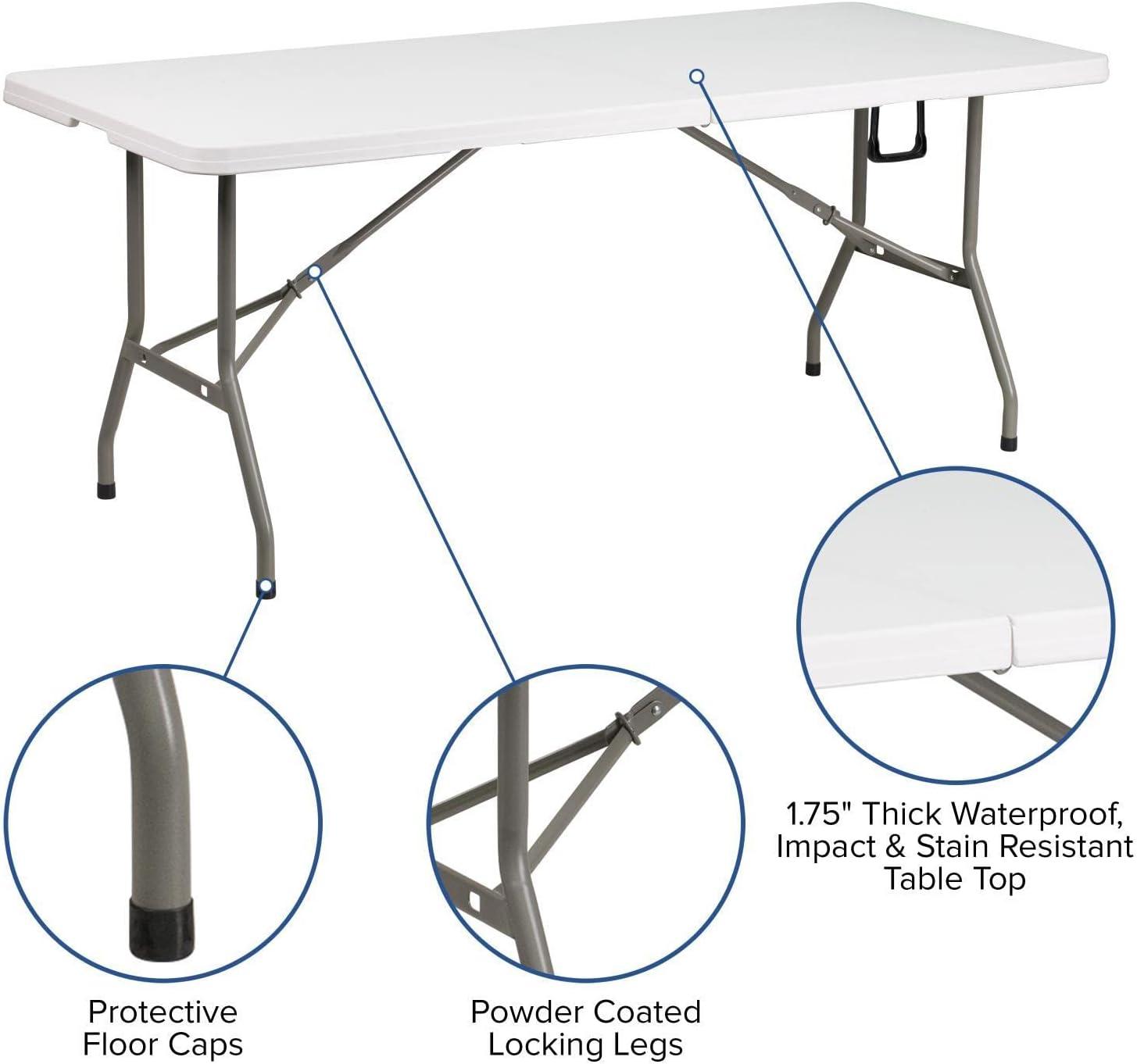 image:imageFlash Furniture Otis 8x8 Blue Pop Up Event Canopy Tent with Carry Bag and 6Foot BiFold Folding Table with Carrying Handle Tailgate Tent SetWhite