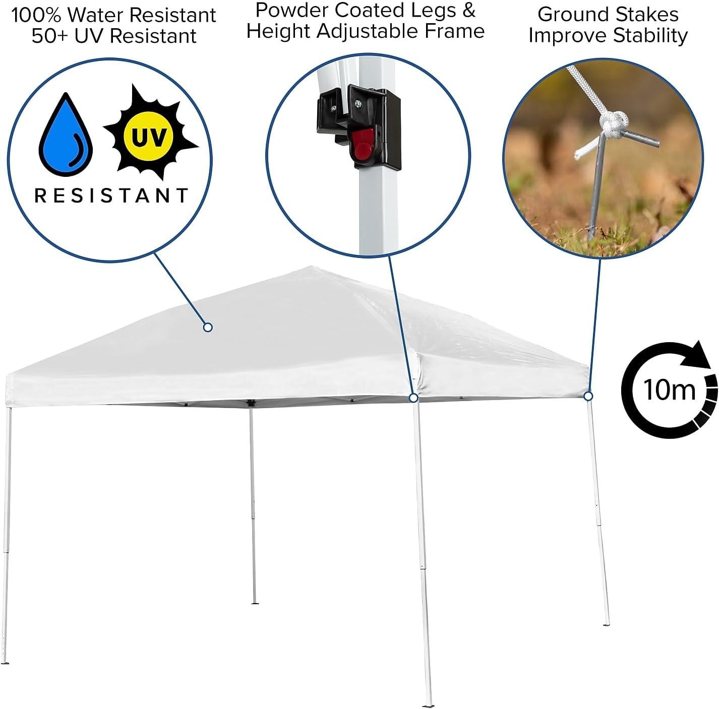 image:imageFlash Furniture Otis 8x8 Blue Pop Up Event Canopy Tent with Carry Bag and 6Foot BiFold Folding Table with Carrying Handle Tailgate Tent SetWhite