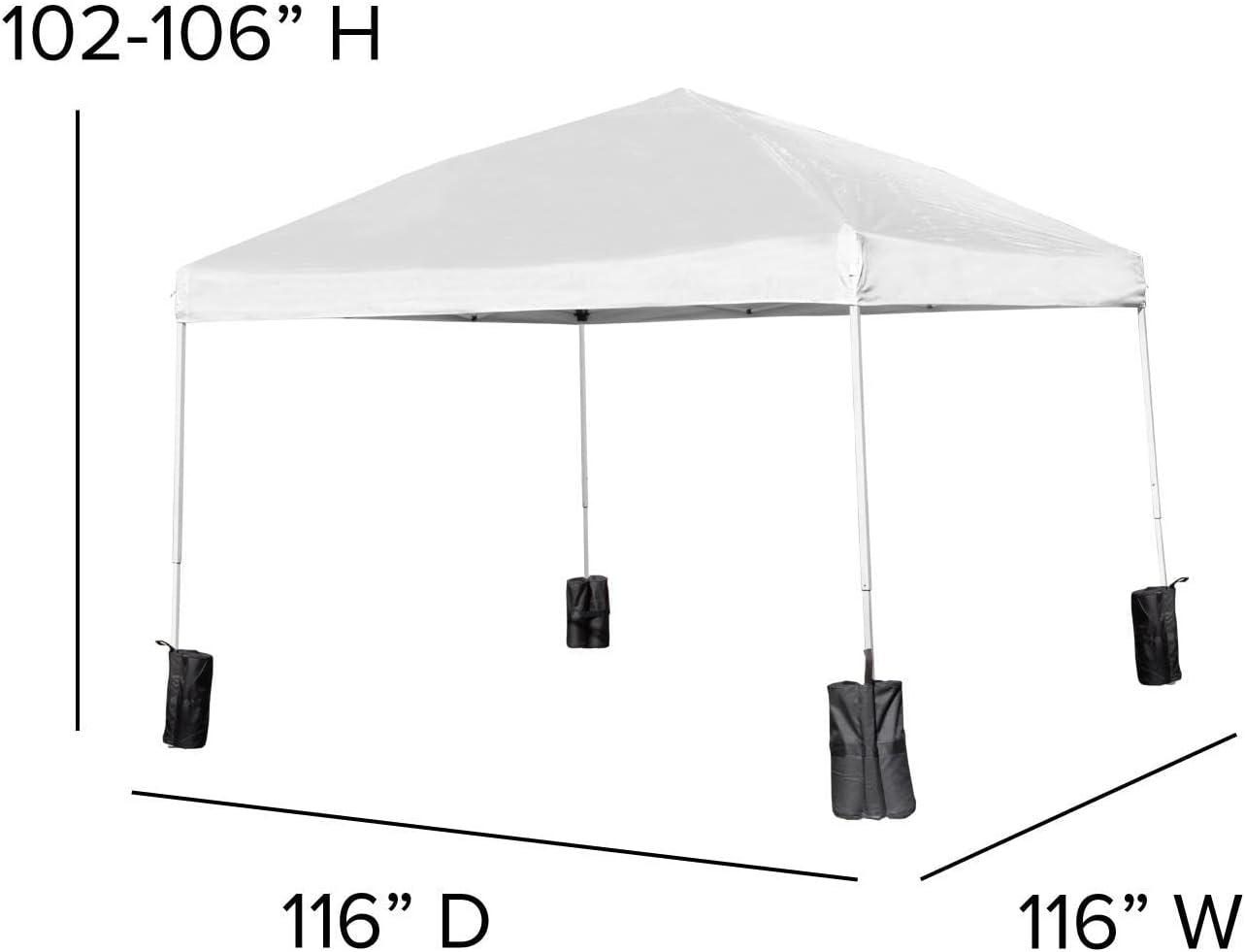 image:imageFlash Furniture Otis 8x8 Blue Pop Up Event Canopy Tent with Carry Bag and 6Foot BiFold Folding Table with Carrying Handle Tailgate Tent SetWhite