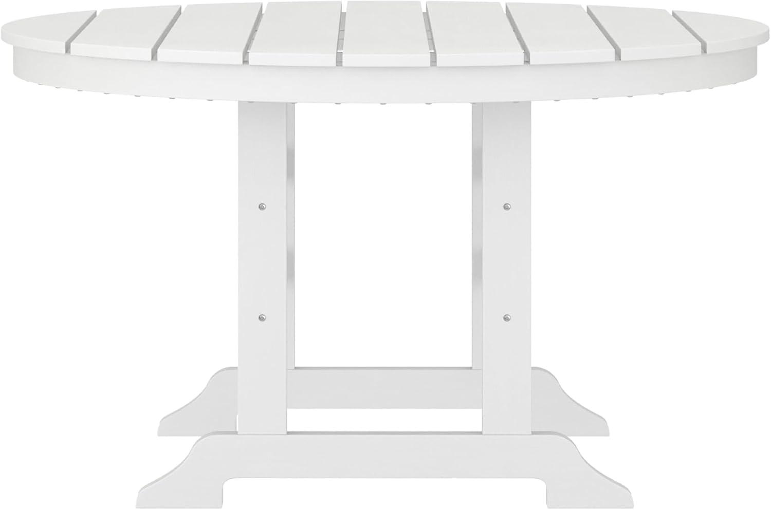image:imageFlash Furniture Tolleson IndoorOutdoor Adirondack Dining Set Commercial Grade Recycled HDPE 48 Round Dining Table and 4 Chairs with Cupholders 5 PC WhiteWhite
