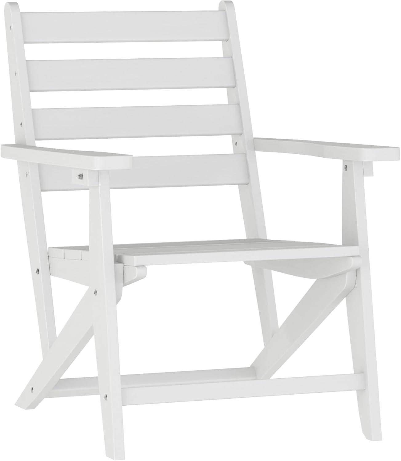 image:imageFlash Furniture Tolleson IndoorOutdoor Adirondack Dining Set Commercial Grade Recycled HDPE 48 Round Dining Table and 4 Chairs with Cupholders 5 PC WhiteWhite