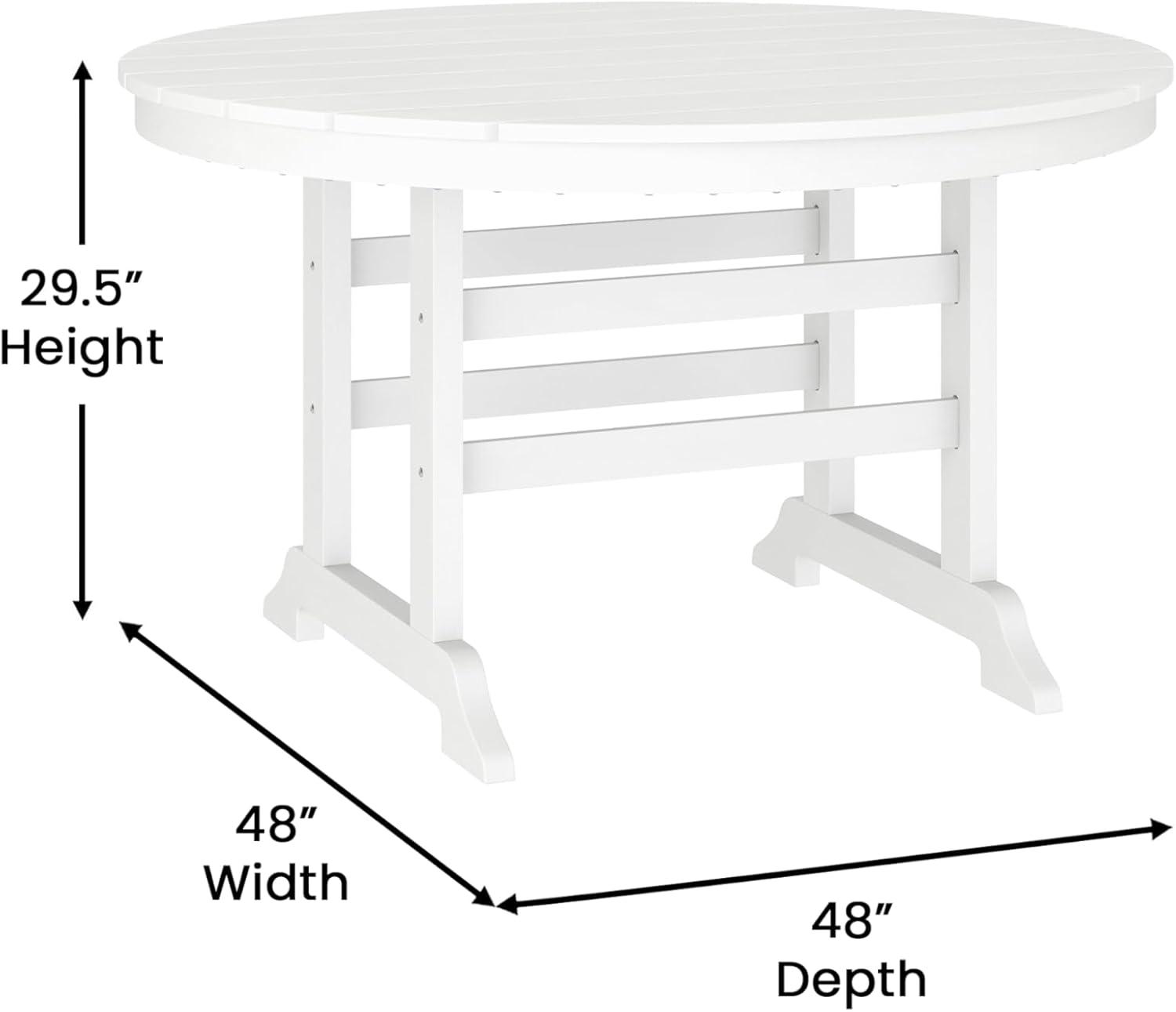 image:imageFlash Furniture Tolleson IndoorOutdoor Adirondack Dining Set Commercial Grade Recycled HDPE 48 Round Dining Table and 4 Chairs with Cupholders 5 PC WhiteWhite
