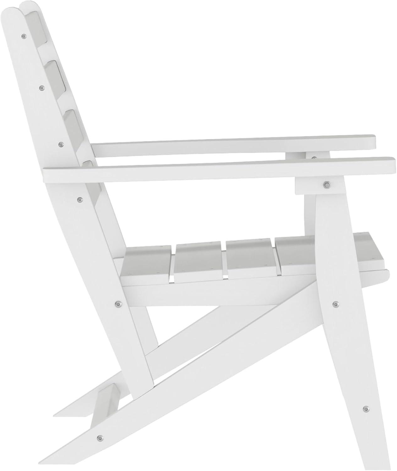 image:imageFlash Furniture Tolleson IndoorOutdoor Adirondack Dining Set Commercial Grade Recycled HDPE 48 Round Dining Table and 4 Chairs with Cupholders 5 PC WhiteWhite