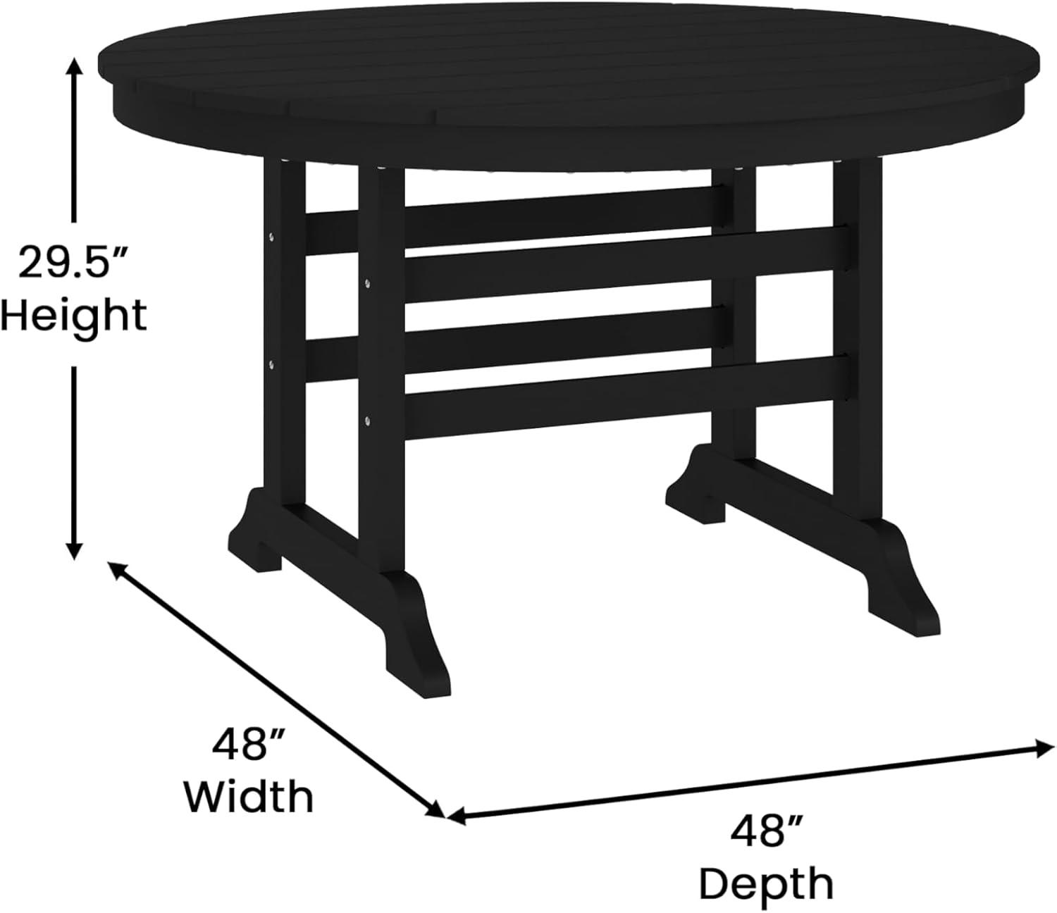 image:imageFlash Furniture Tolleson IndoorOutdoor Adirondack Dining Set Commercial Grade Recycled HDPE 48 Round Dining Table and 4 Chairs with Cupholders 5 PC WhiteBlack