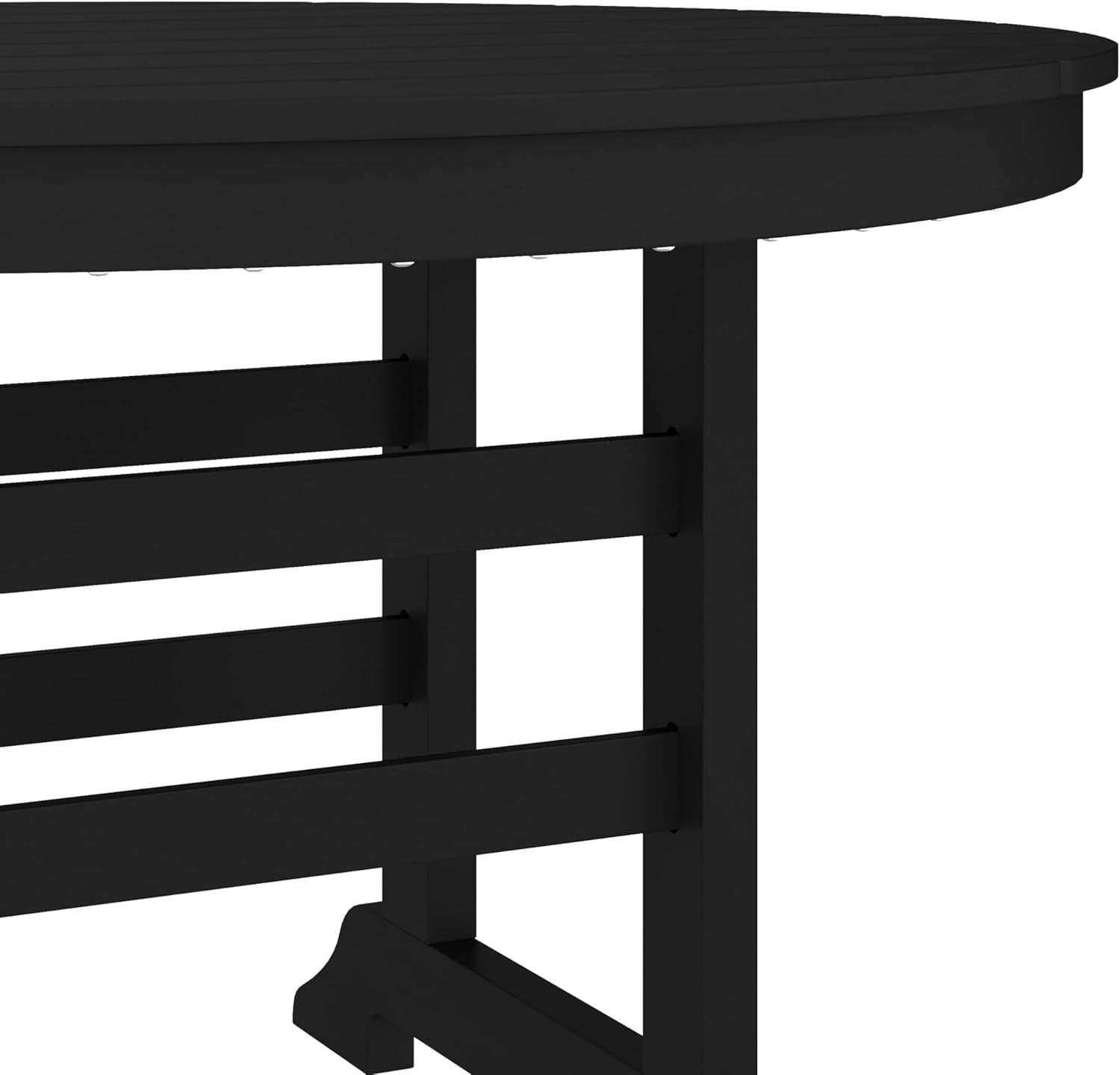 image:imageFlash Furniture Tolleson IndoorOutdoor Adirondack Dining Set Commercial Grade Recycled HDPE 48 Round Dining Table and 4 Chairs with Cupholders 5 PC WhiteBlack