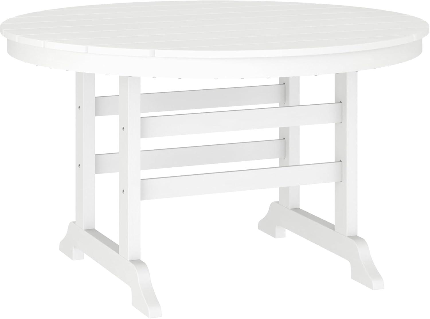 image:imageFlash Furniture Tolleson IndoorOutdoor Adirondack Dining Set Commercial Grade Recycled HDPE 48 Round Dining Table and 4 Chairs with Cupholders 5 PC WhiteWhite