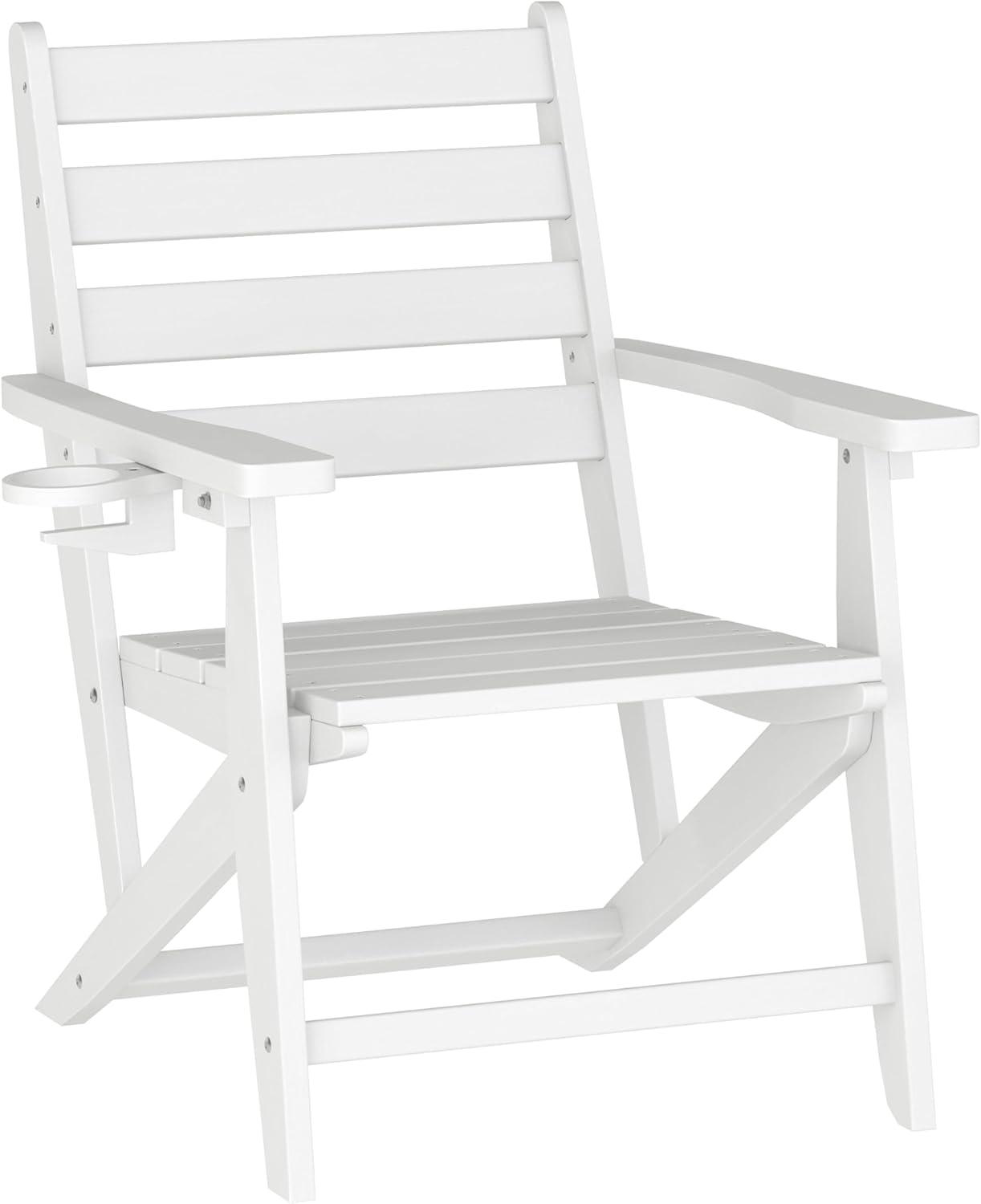 image:imageFlash Furniture Tolleson IndoorOutdoor Adirondack Dining Set Commercial Grade Recycled HDPE 48 Round Dining Table and 4 Chairs with Cupholders 5 PC WhiteWhite