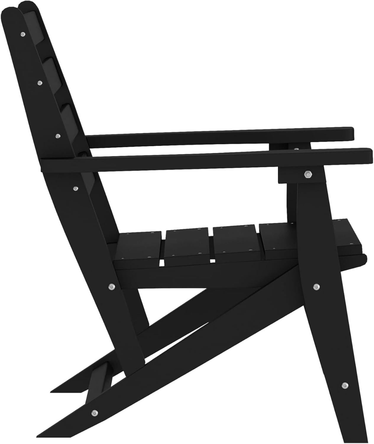 image:imageFlash Furniture Tolleson IndoorOutdoor Adirondack Dining Set Commercial Grade Recycled HDPE 48 Round Dining Table and 4 Chairs with Cupholders 5 PC WhiteBlack