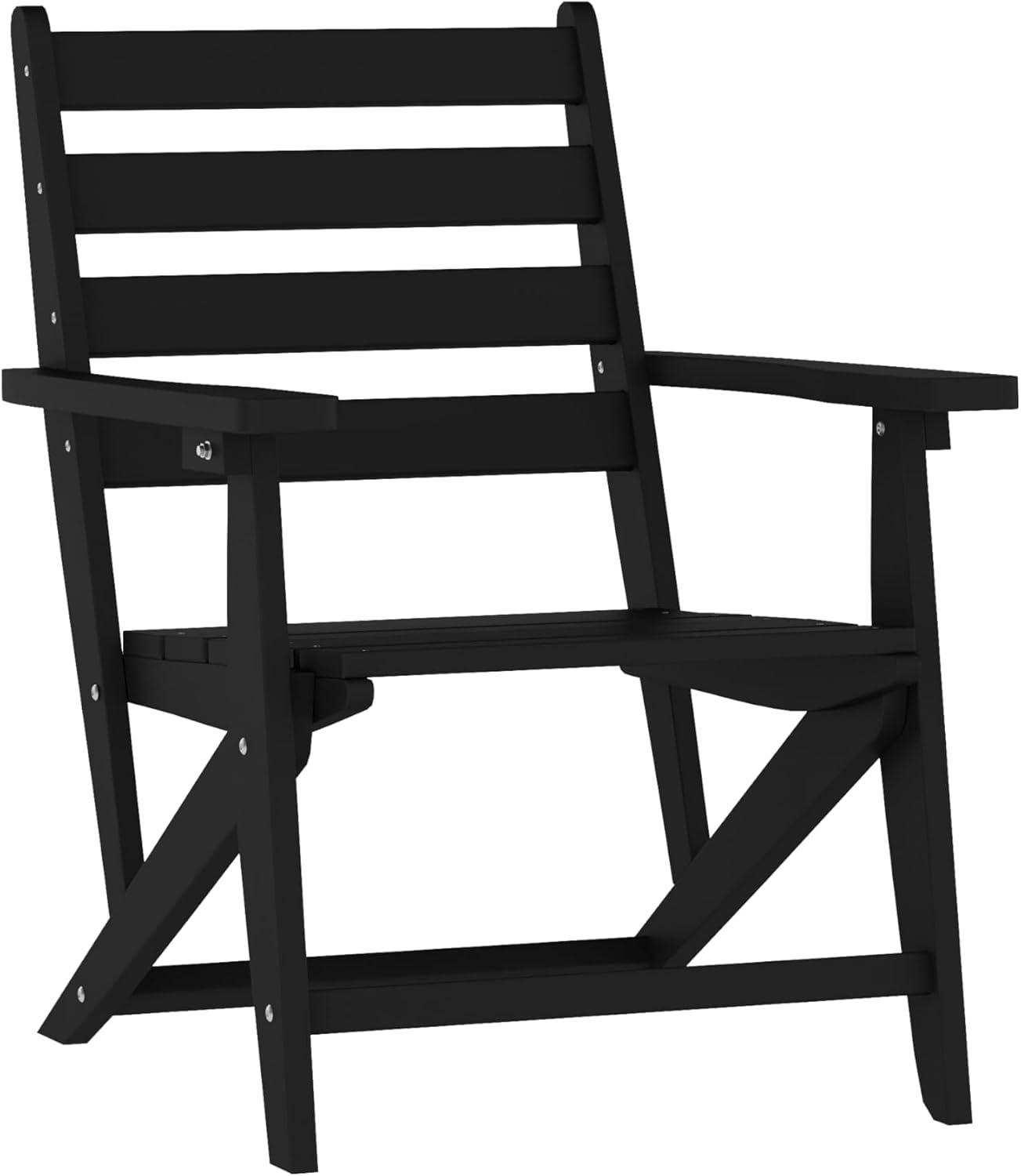 image:imageFlash Furniture Tolleson IndoorOutdoor Adirondack Dining Set Commercial Grade Recycled HDPE 48 Round Dining Table and 4 Chairs with Cupholders 5 PC WhiteBlack