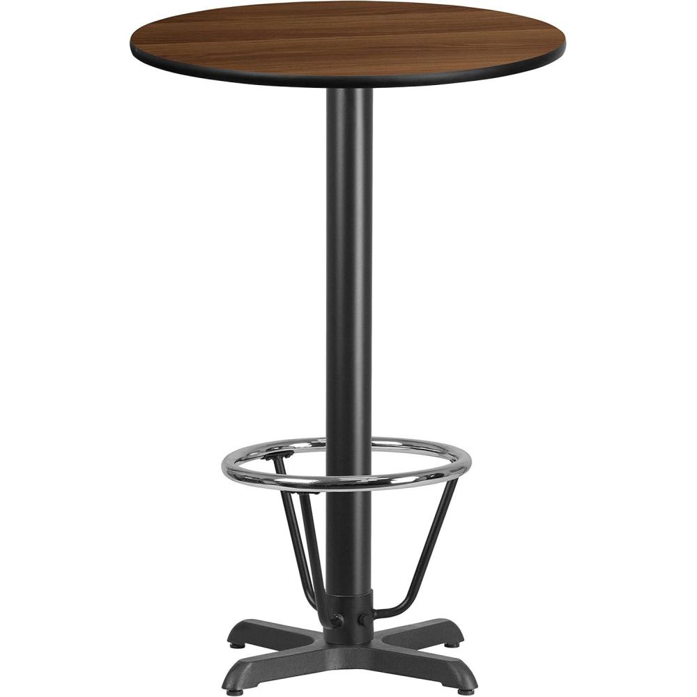 image:imageFlash Furniture 24 Round Natural Laminate Table Top with 22 x 22 Bar Height Table Base and Foot RingWalnut