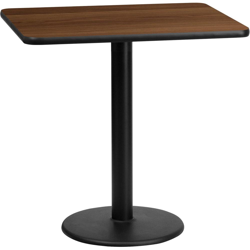image:imageFlash Furniture 24 x 30 Rectangular Black Laminate Table Top with 18 Round Table Height BaseWalnut
