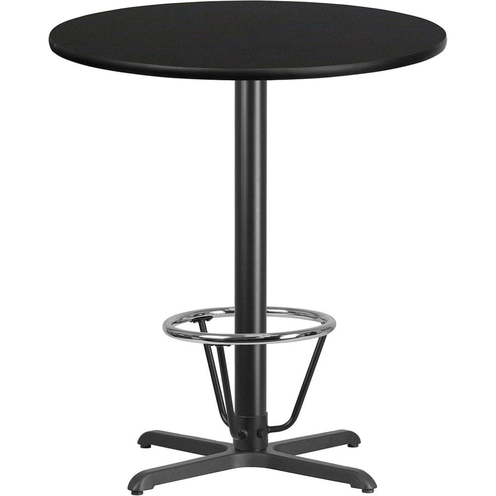image:imageFlash Furniture 36 Round Black Laminate Table Top with 30 x 30 Bar Height Table Base and Foot RingBlack