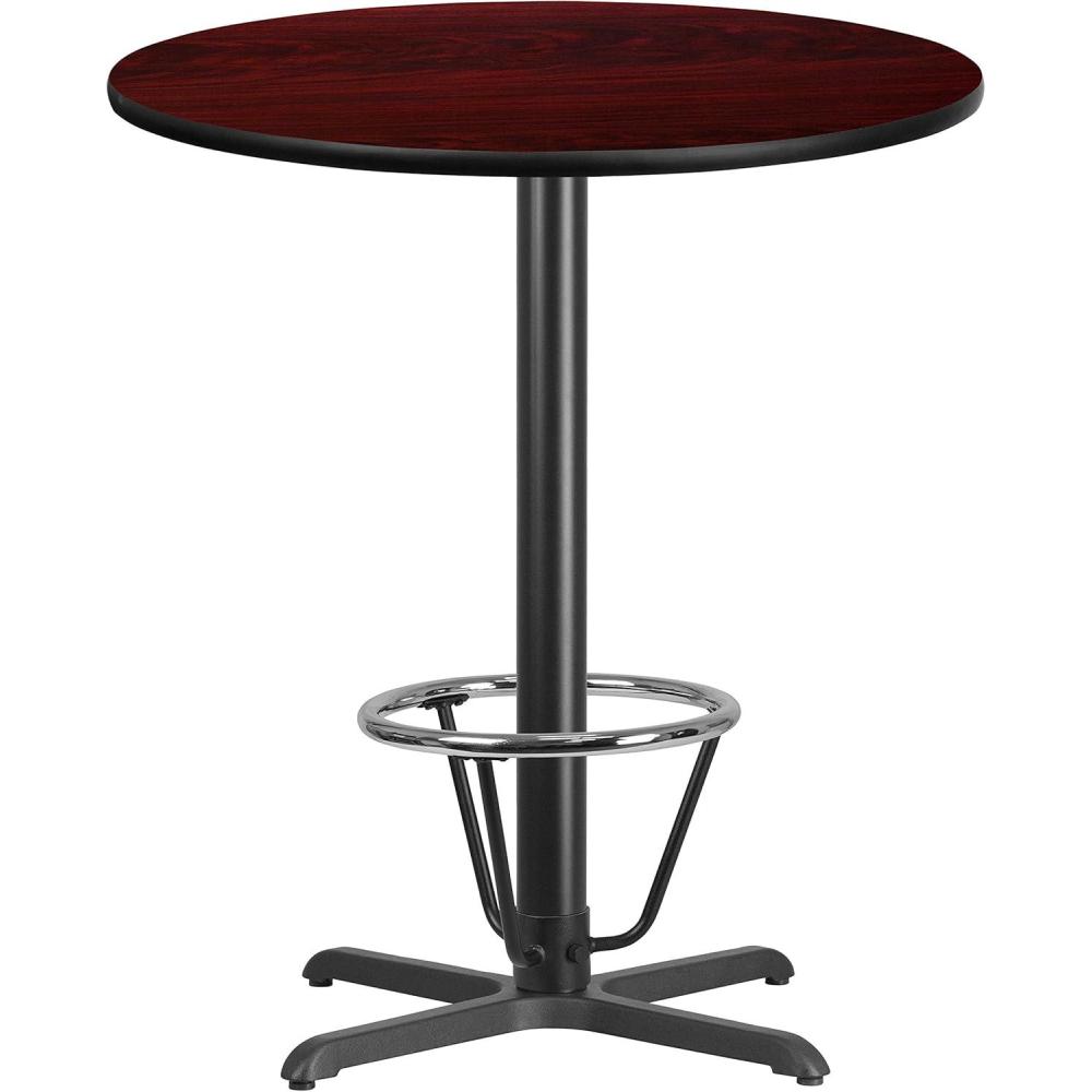 image:imageFlash Furniture 36 Round Black Laminate Table Top with 30 x 30 Bar Height Table Base and Foot RingMahogany
