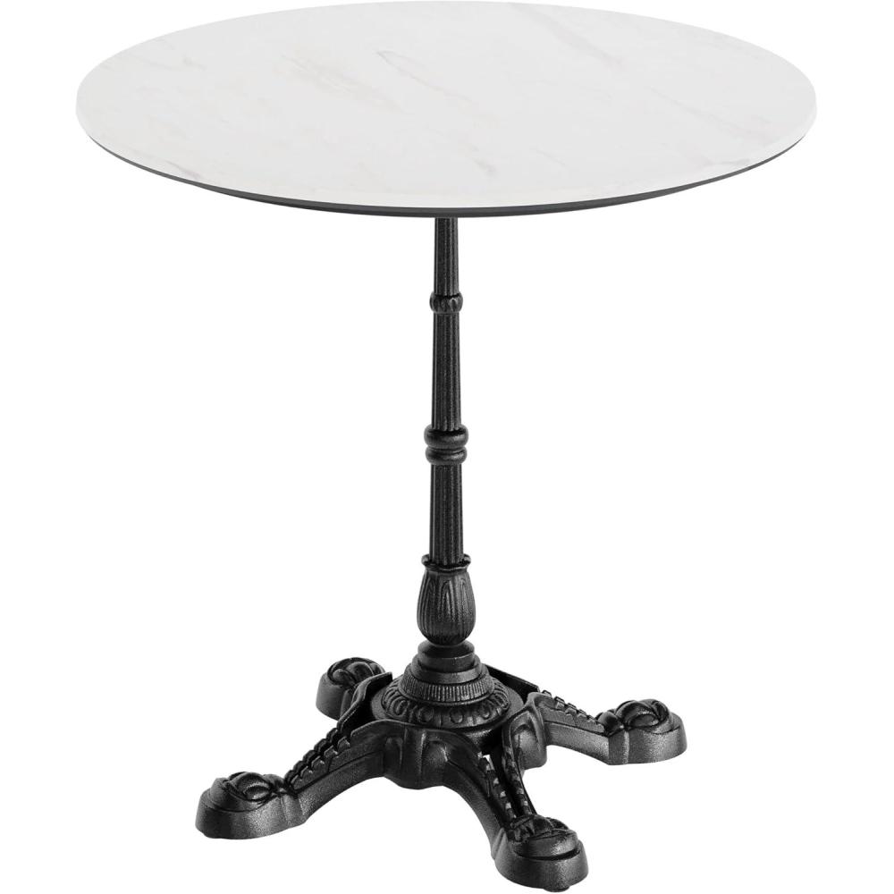 image:imageFlash Furniture Acadia 3125 Round Indoor Outdoor Dark Brown Tabletop with Black Bistro Base Scratch Heat amp UV Resistant Seamless TopGuard HPL Top and EdgeWhite Faux MarbleBlack Base