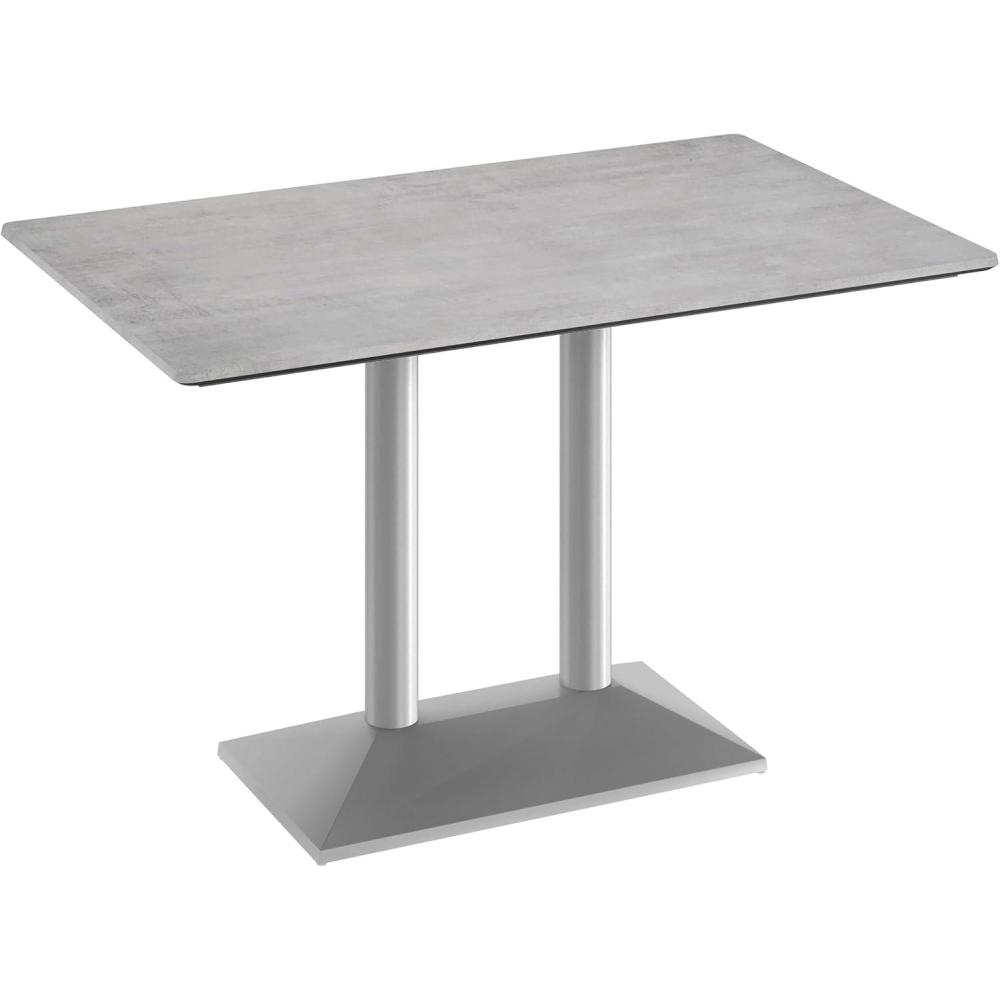 image:imageFlash Furniture Acadia 48x30 Indoor Outdoor Gray Faux Concrete Tabletop with Silver Dual Column Base Scratch Heat amp UV Resistant Seamless TopGuard Top and EdgeGray Faux ConcreteSilver Base