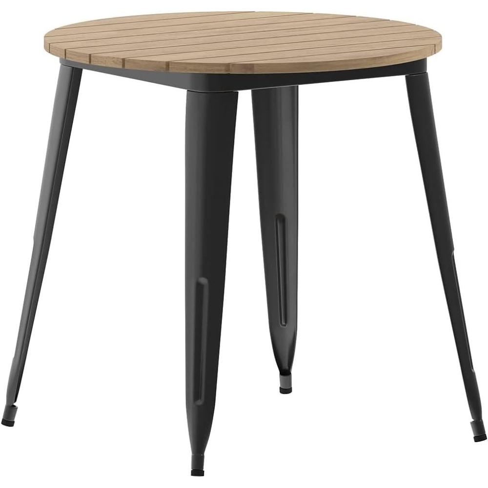 image:imageFlash Furniture Declan Commercial Outdoor Dining Table All Weather Poly Resin Top with Steel Base 30 Round BrownBlackBrownBlack