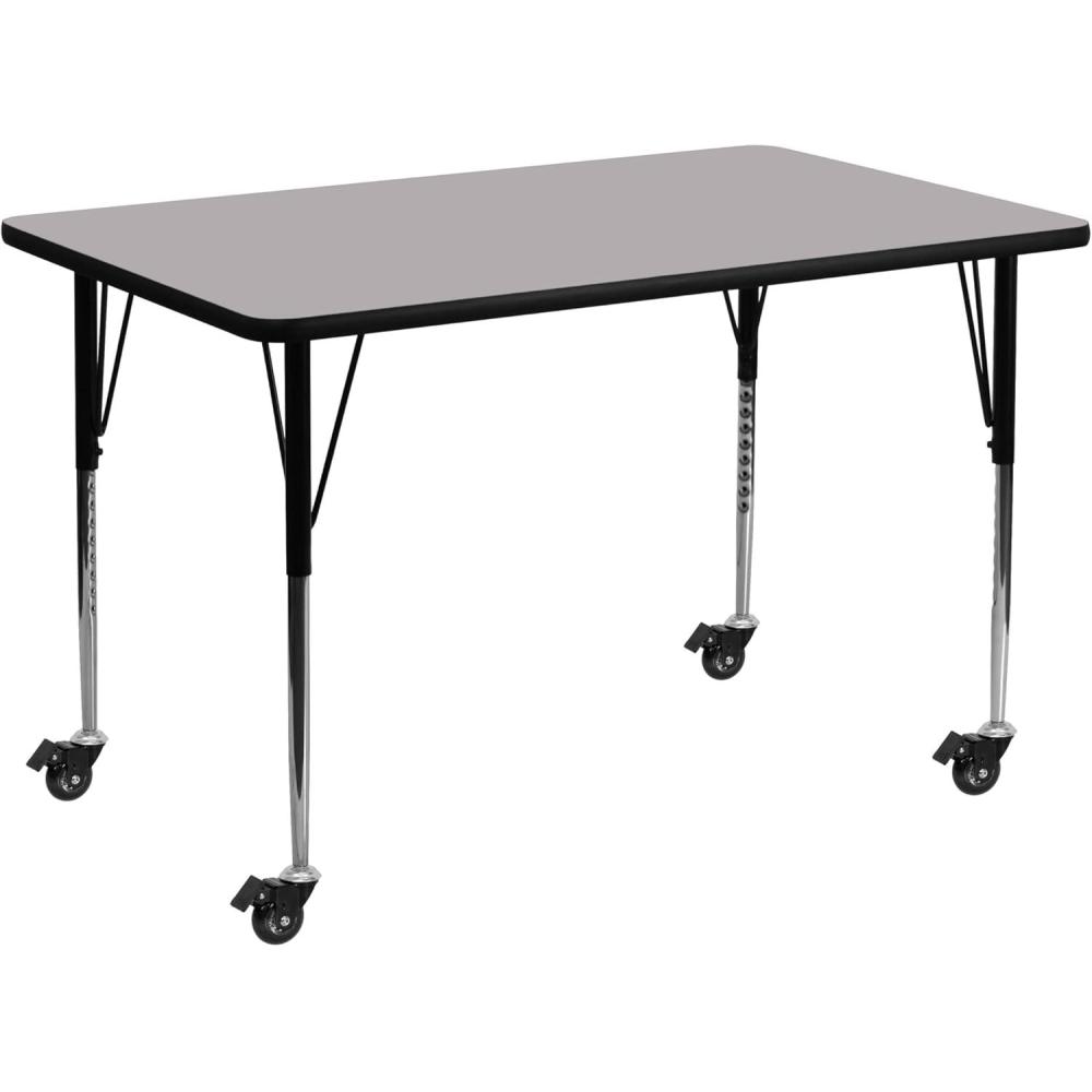 image:imageFlash Furniture Mobile 24W x 48L Rectangular Red Thermal Laminate Activity Table Standard Height Adjustable LegsGrey