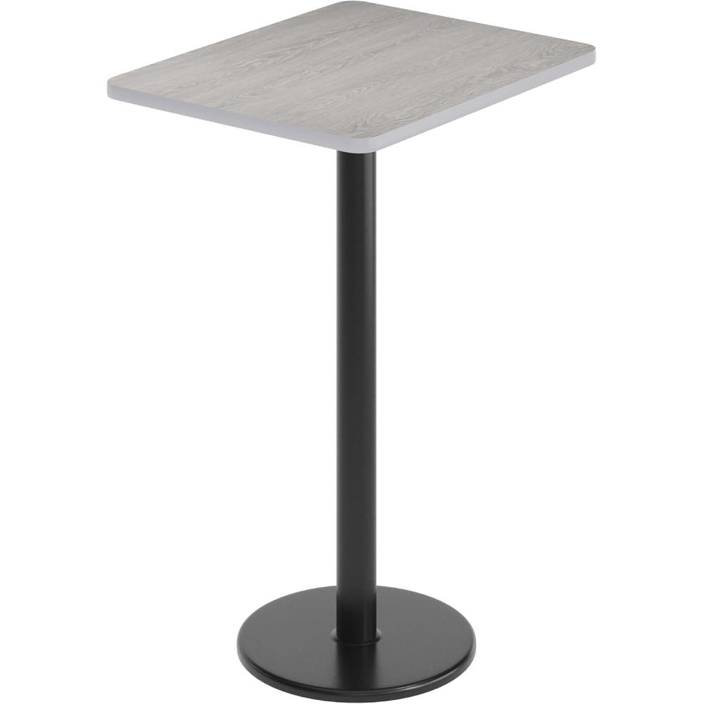 image:imageFlash Furniture Stiles 24 x 30 Rectangular Black Laminate Table Top with 18 Round Bar Height Table BaseGrey