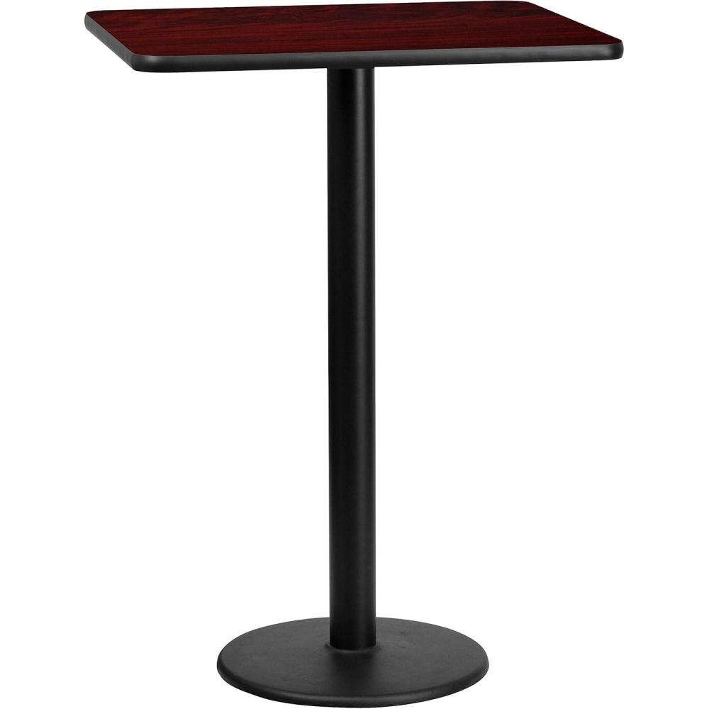 image:imageFlash Furniture Stiles 24 x 30 Rectangular Black Laminate Table Top with 18 Round Bar Height Table BaseMahogany