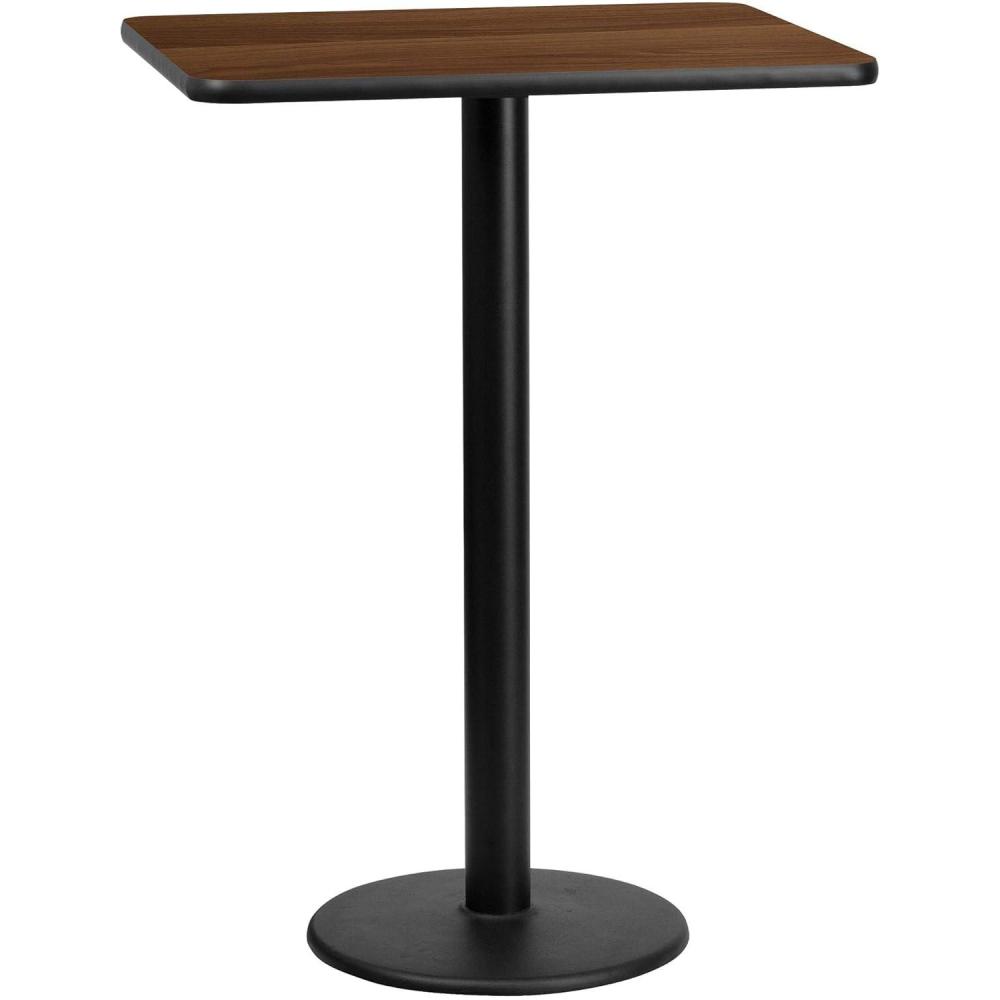 image:imageFlash Furniture Stiles 24 x 30 Rectangular Black Laminate Table Top with 18 Round Bar Height Table BaseWalnut