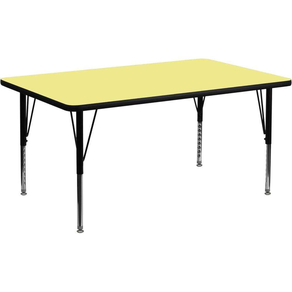 image:imageFlash Furniture Wren 30W x 60L Rectangular Red Thermal Laminate Activity Table Height Adjustable Short LegsYellow