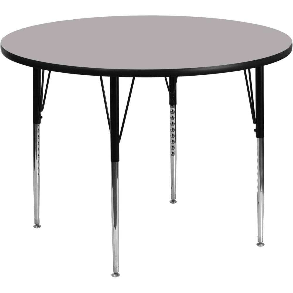 image:imageFlash Furniture Wren 42 Round Oak Thermal Laminate Activity Table Standard Height Adjustable LegsGrey