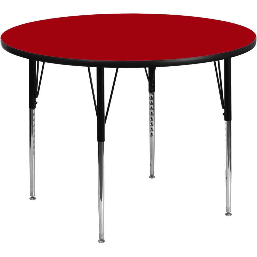 image:imageFlash Furniture Wren 42 Round Oak Thermal Laminate Activity Table Standard Height Adjustable LegsRed