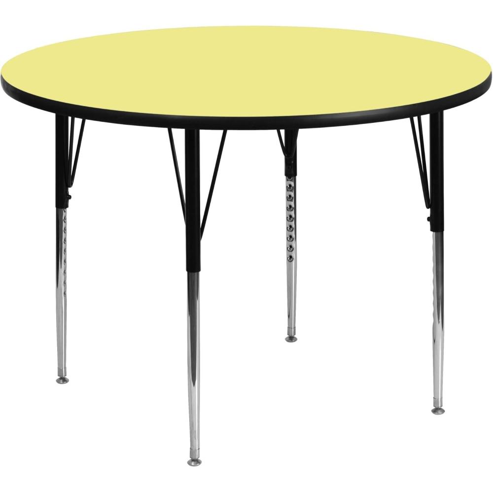 image:imageFlash Furniture Wren 42 Round Oak Thermal Laminate Activity Table Standard Height Adjustable LegsYellow