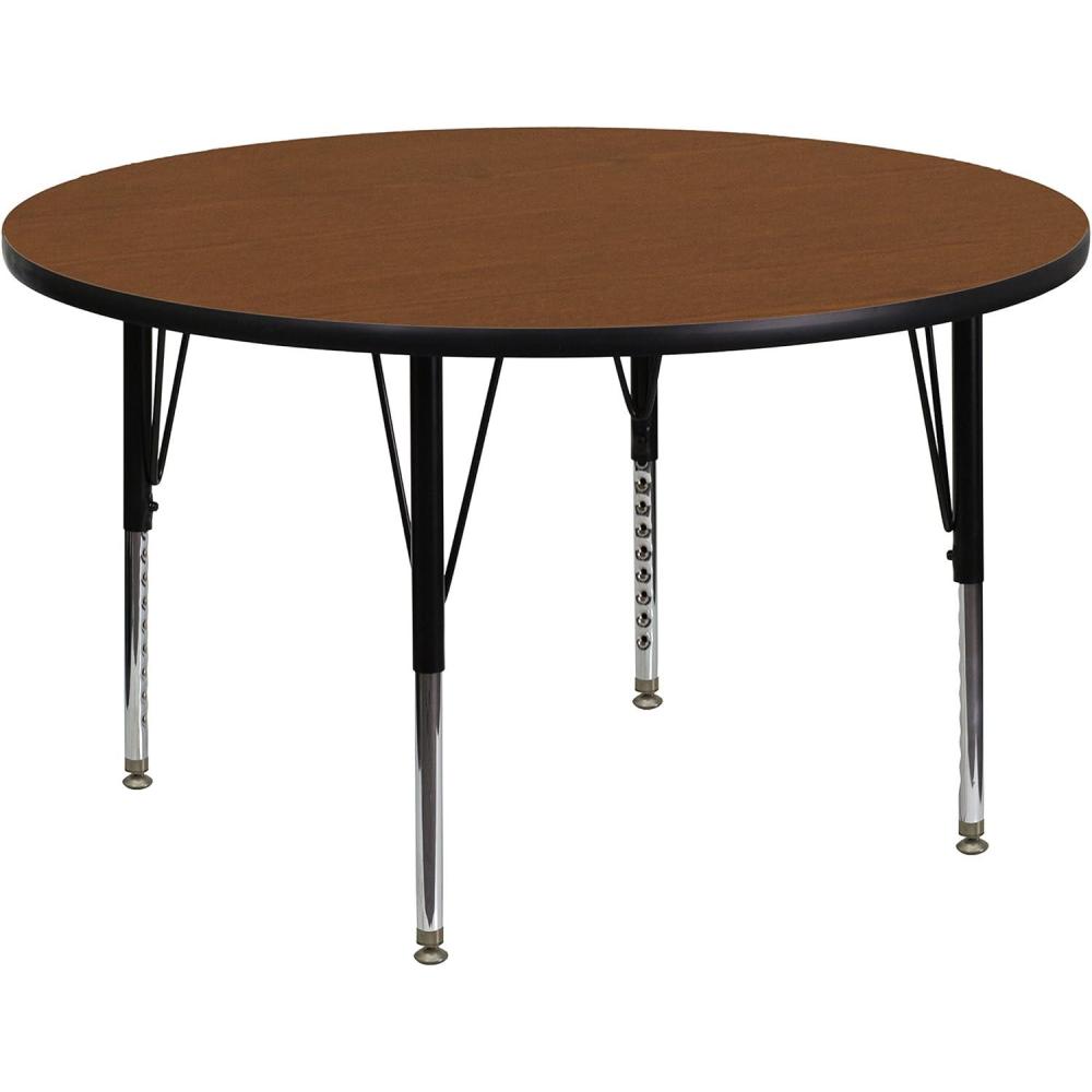 image:imageFlash Furniture Wren 48 Round Grey HP Laminate Activity Table Height Adjustable Short LegsOak