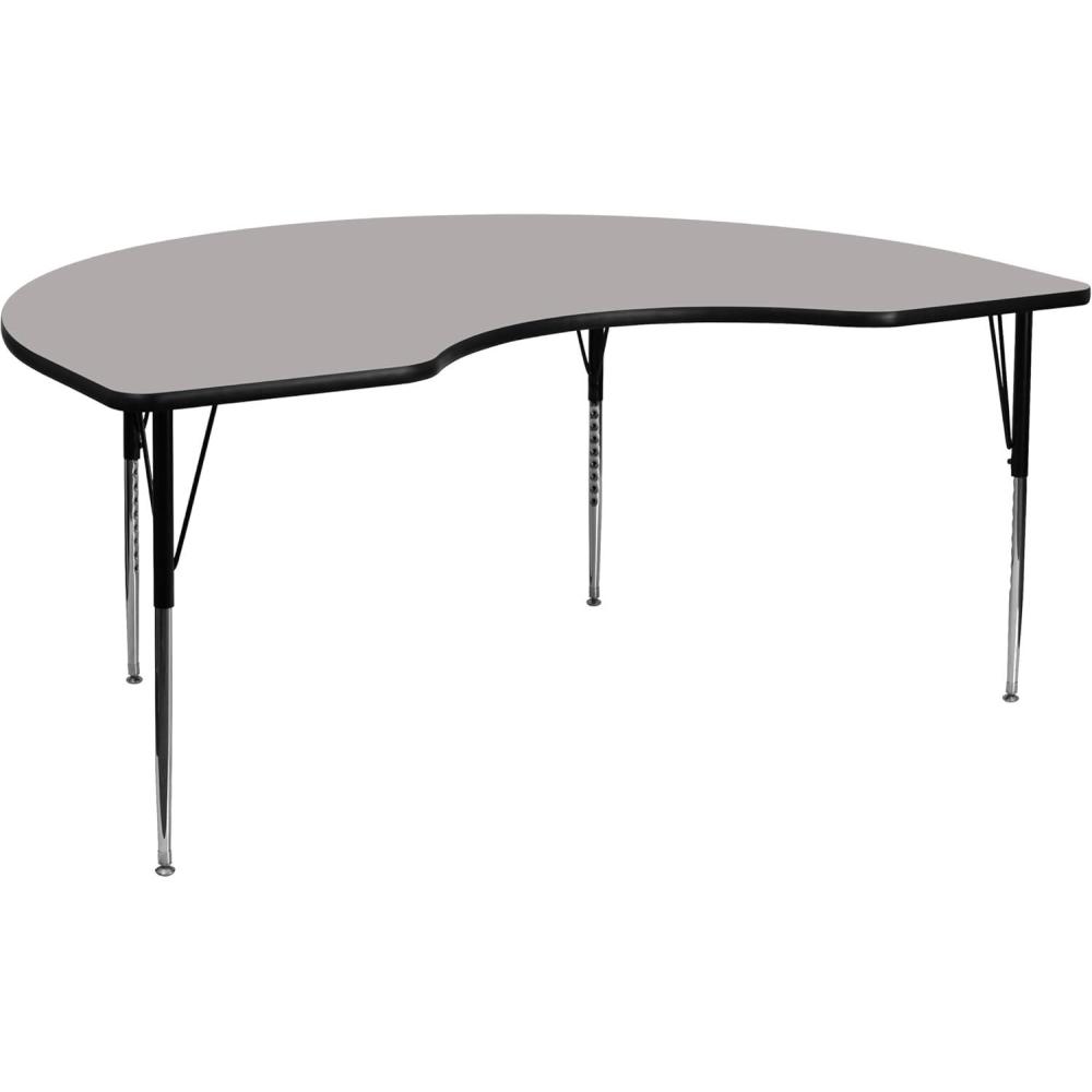 image:imageFlash Furniture Wren 48W x 72L Kidney Grey HP Laminate Activity Table Standard Height Adjustable LegsGrey