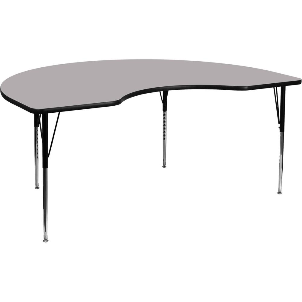 image:imageFlash Furniture Wren 48W x 72L Kidney Oak Thermal Laminate Activity Table Standard Height Adjustable LegsGrey