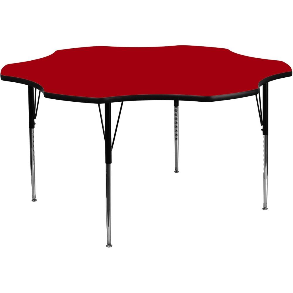 image:imageFlash Furniture Wren 60 Flower Oak Thermal Laminate Activity Table Standard Height Adjustable LegsRed