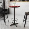 Flash Furniture 24” Round Natural Laminate Table Top with 22” x 22” Bar Height Table Base and Foot Ring(Mahogany)