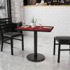 Flash Furniture 24” x 30” Rectangular Black Laminate Table Top with 18” Round Table Height Base(Mahogany)