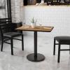 Flash Furniture 24” x 30” Rectangular Black Laminate Table Top with 18” Round Table Height Base(Walnut)