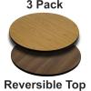 Flash Furniture 3 Pack 24” Round Table Top with Black or Mahogany Reversible Laminate Top(Natural/Walnut)