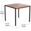 Flash Furniture 3 Piece Outdoor Dining Table Set – Synthetic Teak Poly Slats – 35″ Square Steel Framed Table with Umbrella Holder Hole – 2 Stackable Club Chairs