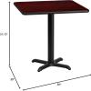 Flash Furniture 30” Square Mahogany Laminate Table Top with 22” x 22” Table Height Base(Mahogany)
