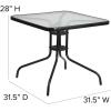 Flash Furniture 31.5″ Glass Metal Table and 2 Black Rattan Bistro Chairs Patio/Restaurant Stackable Dining Set