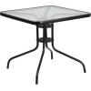 Flash Furniture 31.5″ Glass Metal Table and 2 Black Rattan Bistro Chairs Patio/Restaurant Stackable Dining Set