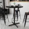 Flash Furniture 36” Round Black Laminate Table Top with 30” x 30” Bar Height Table Base and Foot Ring(Black)