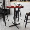 Flash Furniture 36” Round Black Laminate Table Top with 30” x 30” Bar Height Table Base and Foot Ring(Mahogany)