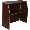 Flash Furniture 4′ Folding Portable Event Bar with Top and Middle Shelves, Mobile Laminate Foldable Bar for Parties and Events, White(Walnut Woodgrain)