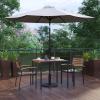 Flash Furniture 5 Piece Outdoor Patio Dining Table Set – 2 Synthetic Teak Stackable Chairs with Arms – 35″ Square Table – Gray Umbrella with Base(Grey)