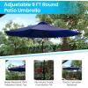 Flash Furniture 5 Piece Outdoor Patio Dining Table Set – 2 Synthetic Teak Stackable Chairs with Arms – 35″ Square Table – Gray Umbrella with Base(Navy)